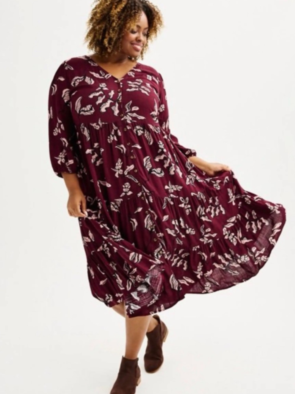Sonoma Wine Floral Tiered Maxi Dress